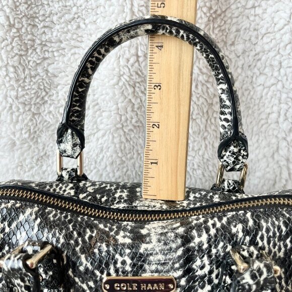 Cole Haan Leather bag Satchel or Crossbody  Snake  Embossed Cream & Black - Picture 11 of 13